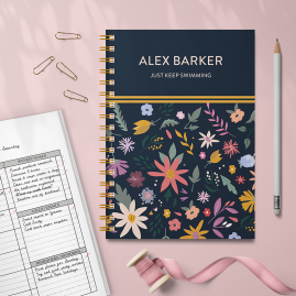 Personalised Combined Diary & Notebook - Flower Design Lifstyle by FROM YOU TO ME