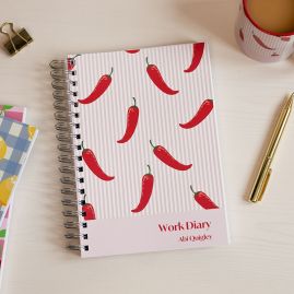 Personalised cherry diary and notebook.