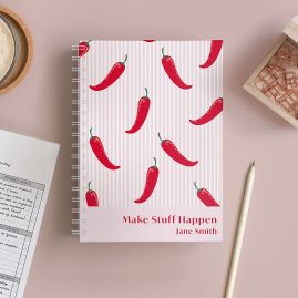 Personalised Make Stuff Happen Chilli Diary and notebook