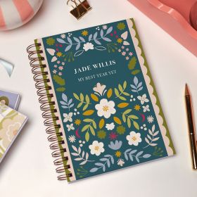 Diary on table.