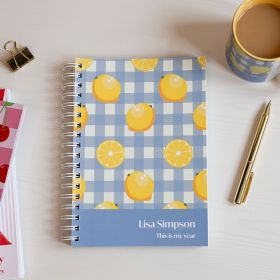 Personalised lemon diary and notebook with lemon mug.