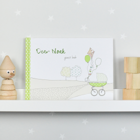 Personalised New Baby hardback guest book cover 
